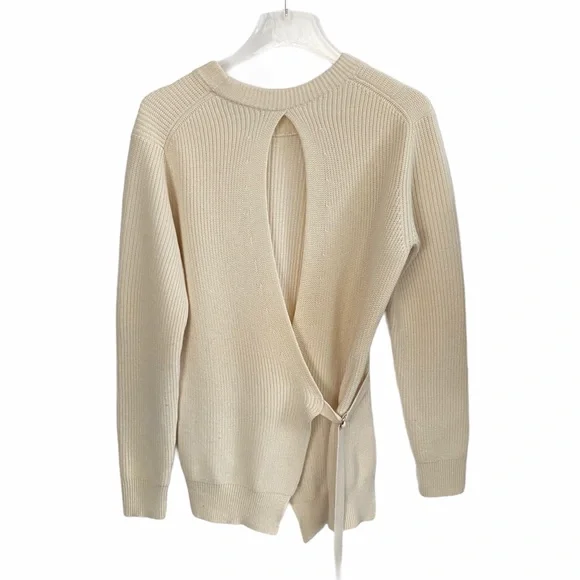 Proenza Schouler Ivory Cotton Cashmere Rib Wrap SweaterMEDIUM